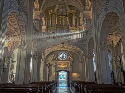 Inside of a large church
