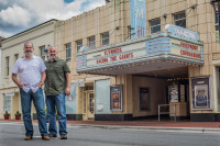 Alex and Stephen Kendrick stand outside a NC movie theater