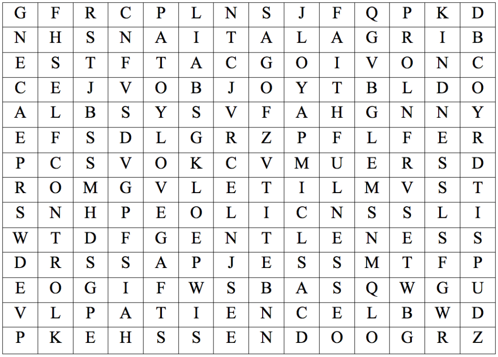 Fruit of the Spirit Word Search Puzzle