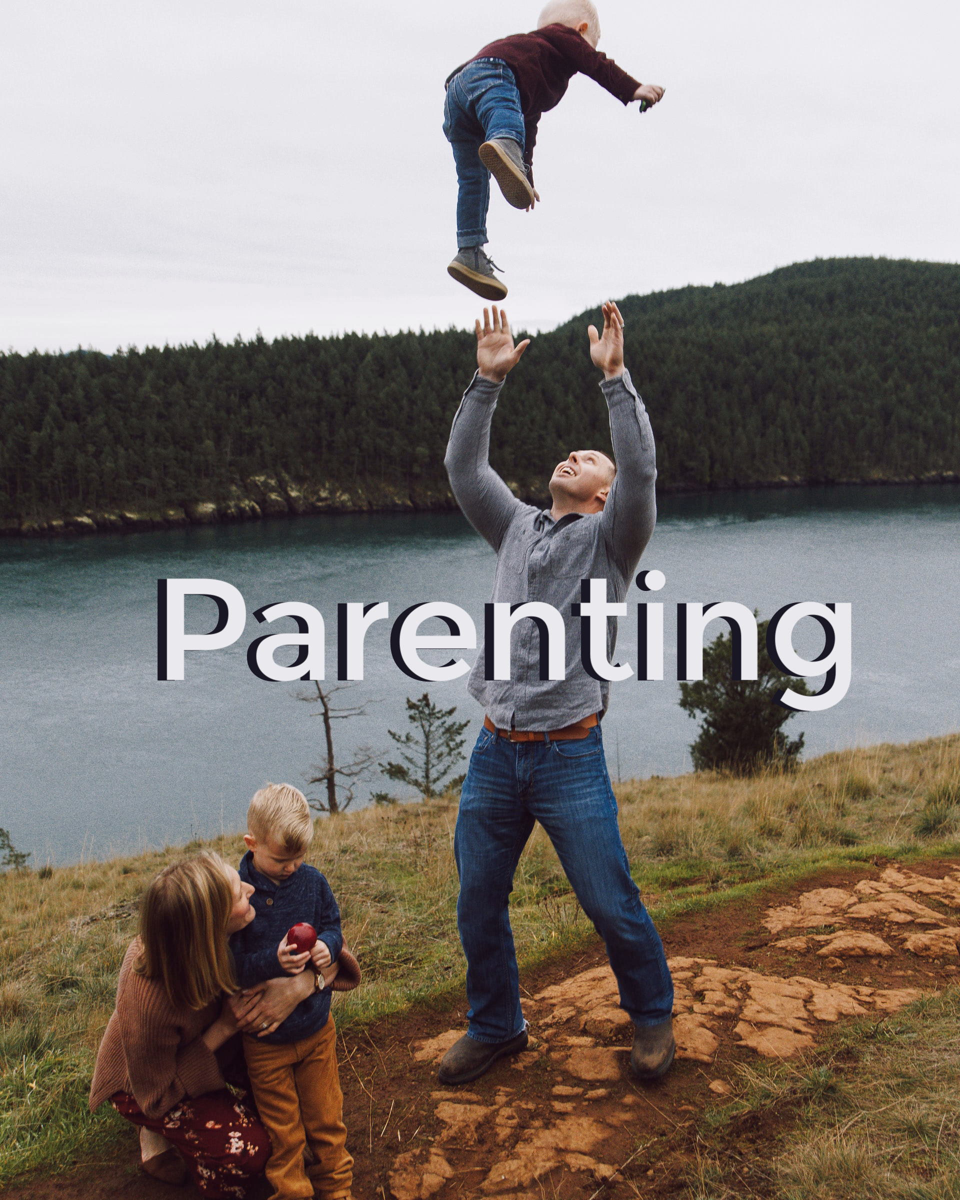 Parenting, parents with children near water