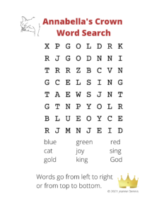 Easiest Annabella's Crown Word Search