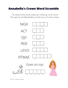 Annabella's Crown Goes on Top Word Scramble