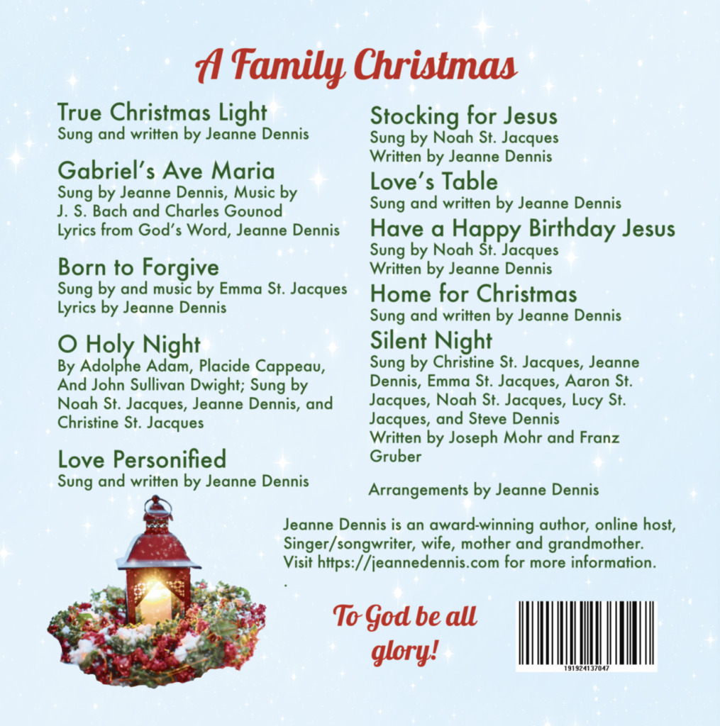 Back cover of A Family Christmas with Song details